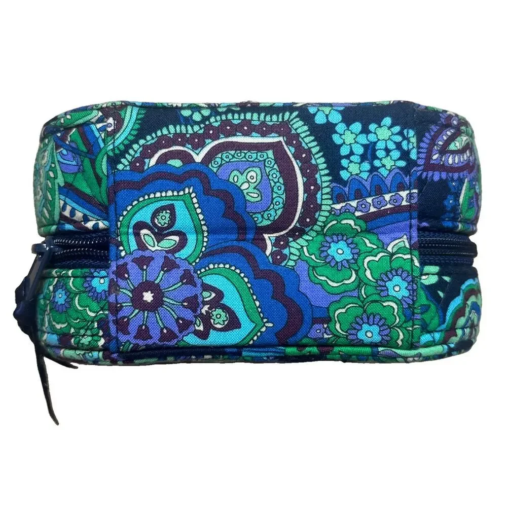 Vera Bradley Blue Rhapsody Travel Jewelry Case Zip Around Organizer 6.5